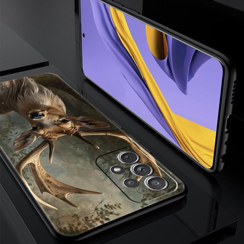 Чехол для телефона с узором "Олень и Личи" для Samsung Galaxy A55 A35 A15 A14 A13 A25 A54 A51 A71 A72 A73 A32 A52 A41 5G Мягкий ТПУ Корпус Сумки