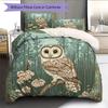 Сова на ветке  Узор  Комплект постельного белья  Одеяло  Домашний декор  Подарок (1 пододеяльник + 2 наволочки, без наполнителя)