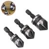3pcs 90-degrees Chamfer Drill Bit Set Rustproof 5 Flute Wood Working Tool Lightweight Wear-resistant Countersink Drills Bits