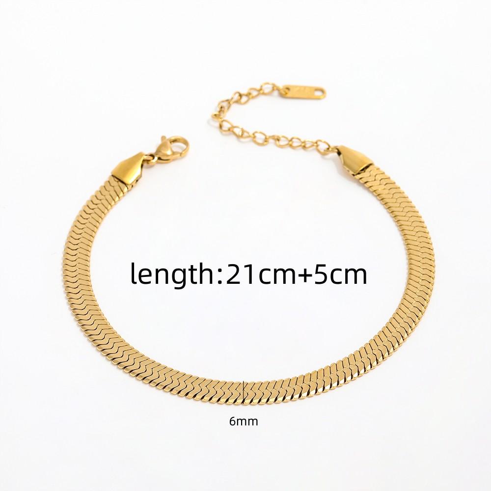 High End Gold Plated Stainless Steel Snake Chain Bracelet Anklet for Women Jewelry 6mm