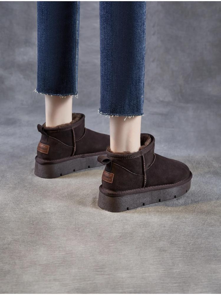 Johnature Замшевые женские короткие ботинки на толстой подошве, зимние, универсальные, с толстым плюшем, теплые, слипоны