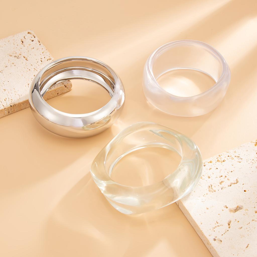 Ingemark 3 Styles Hip Hop Transparent Resin Bracelets for Women Fashion Statement Punk Stacking Arm Bangles Grunge Jewelry Gift