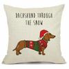 Christmas Sausage Style Cushion Cover Christmas Dog Christmas Home Decorative Pillow Cover Merry Gift 45X45Cm