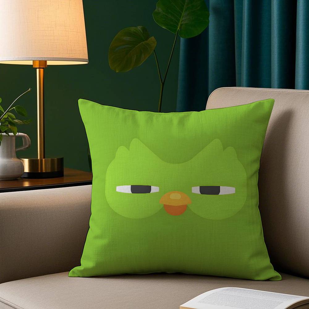 DDuolingo Owl DDuo Pillow Case Short Plush Print Cushion Cover Square Throw Pillow Covers Sofa Home Decor