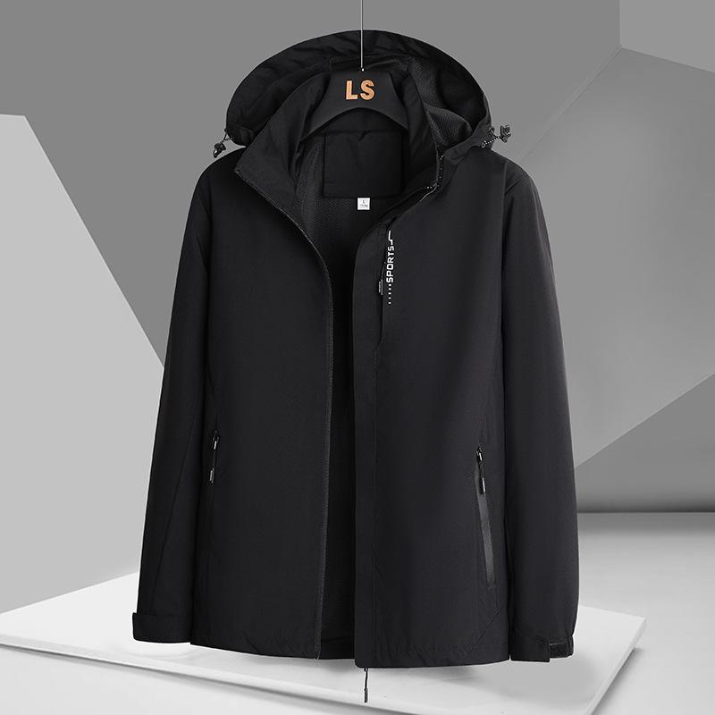 Jacket Men's Spring and Autumn New Hooded Casual Jacket Men's Outdoor Windproof Removable Hood Top Men's Clothing