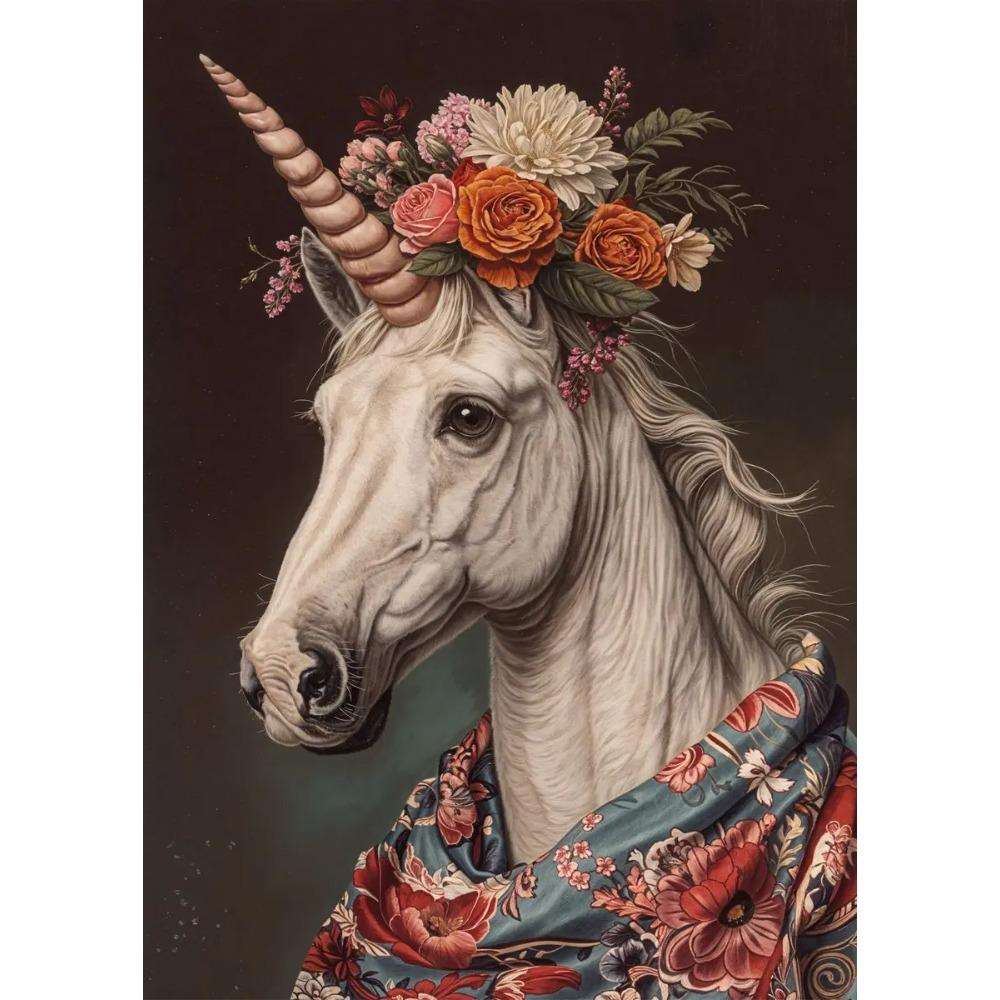 Retro Animals Posters Lion Wolf Rabbit Cat Dog Turtle with Flowers Print Canvas Painting Wall Art Picture Home Room Decor Mural