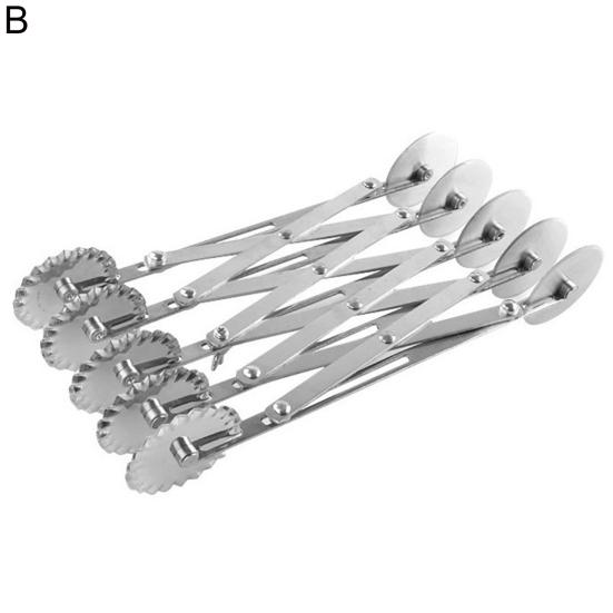 Pizza Hob Stretchable Non-rusting 2 Heads 37748 Wheels Stainless Steel Pastry Cutting