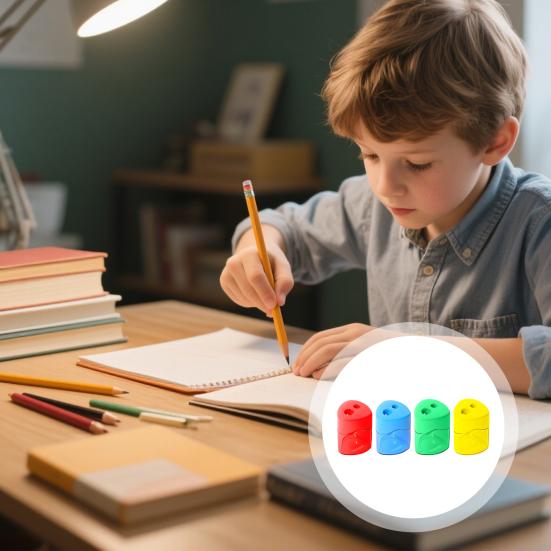 4Pcs Dual Hole Pencil Sharpeners for Kids Students Transparent Scratch Box Sharpener Portable Manual Sharpener for School Office Home