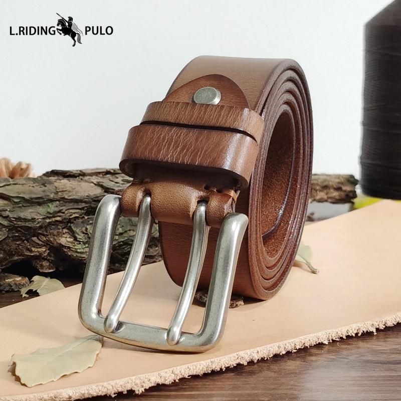 Высококачественный ремень с двойной пряжкой для мужчин, натуральная кожа, верхний слой, чистая коровья кожа, ретро, повседневный ремень