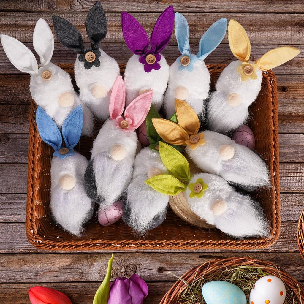 10 штук 3D пасхальных плюшевых игрушек-кроликов с различными шерстяными подвесками для безликих пожилых людей и гномов, украшение для пасхальной вечеринки своими руками