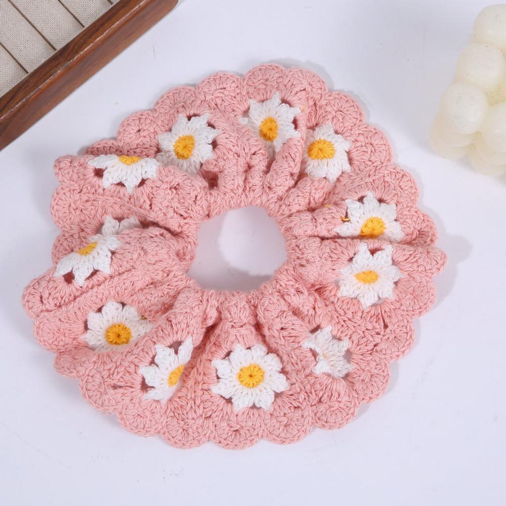 Elastic Crocheted Flower Scrunchies Flores Sweet Hair Tie Exquisite Knitted Hair Rope  Girls