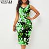 Женская мода лето весна цветочный узор печати без рукавов с круглым вырезом с высокой талией повседневные платья