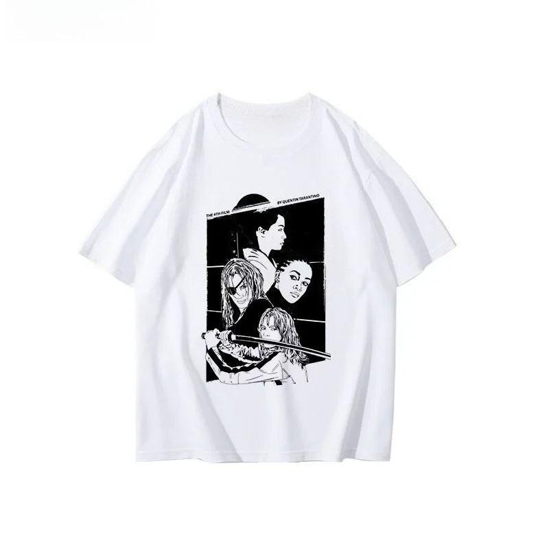 2025 Autumn and Winter Heavy Horror Style High Street Movie Screen Printing T-shirt Men's Women's Pure Cotton Versatile T-shirt