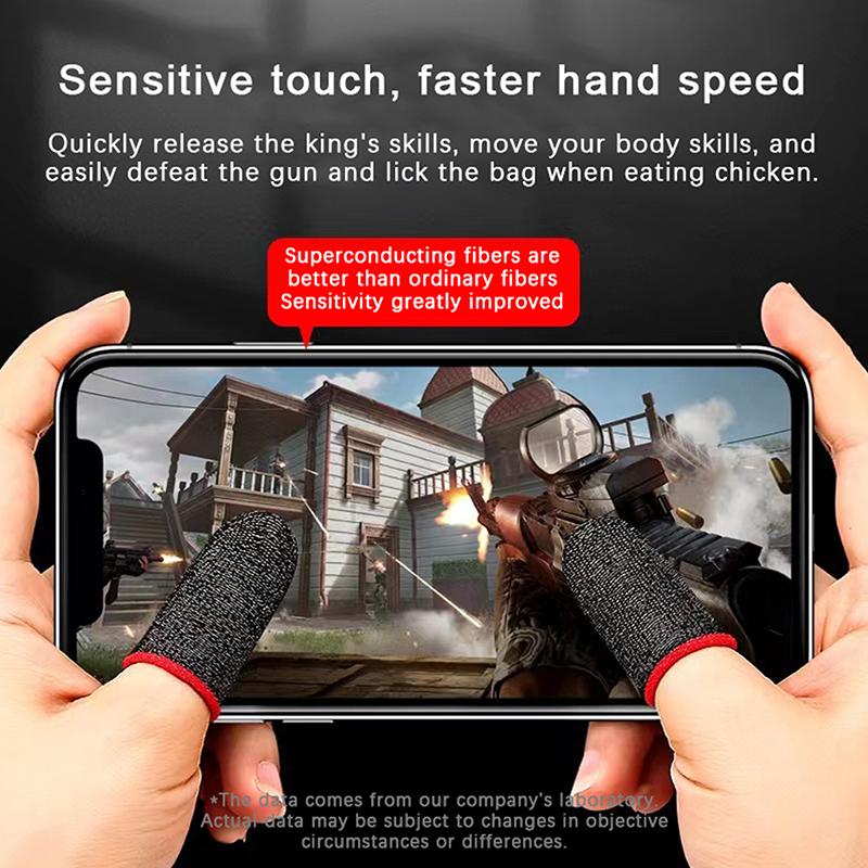 2 шт., игровые накладки на пальцы, дышащие напальчники для игр, антипотные напальчники для сенсорных экранов, чехлы для сенсорных экранов, чувствительные мобильные сенсорные перчатки