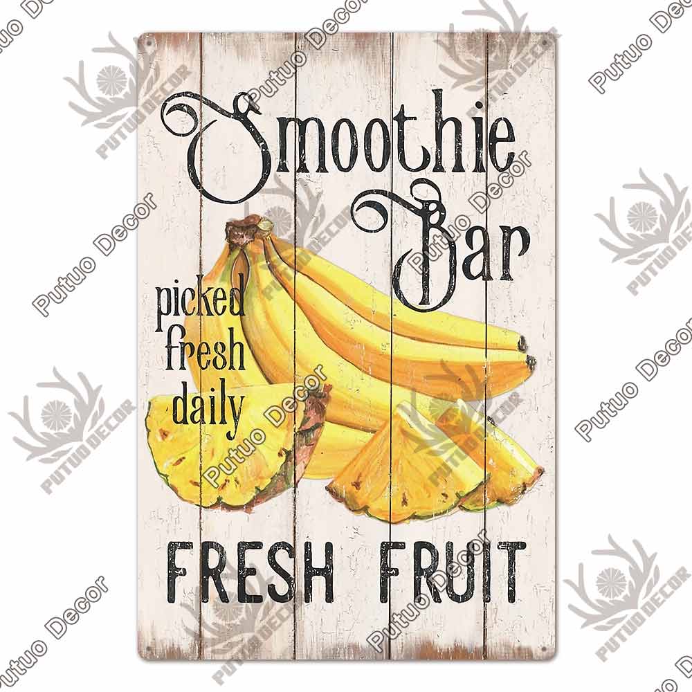 Putuo Decor Фрукты Винтажная Жестяная Табличка Металлическая Пластина Ретро Настенное Искусство Декор Гостиная Ферма Сад Кухня Железная Роспись