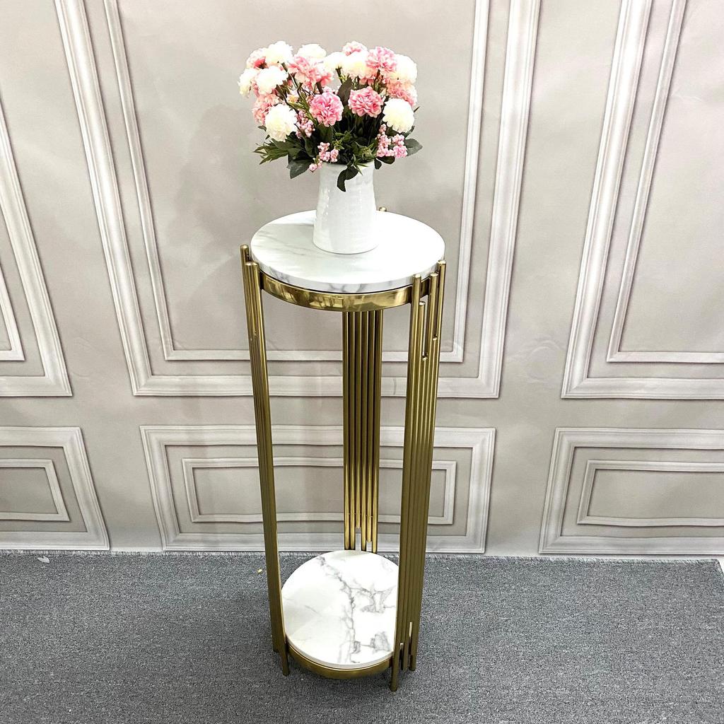 Marble TV Cabinet & Flower Stand: Stainless Steel Living Room Storage Rack