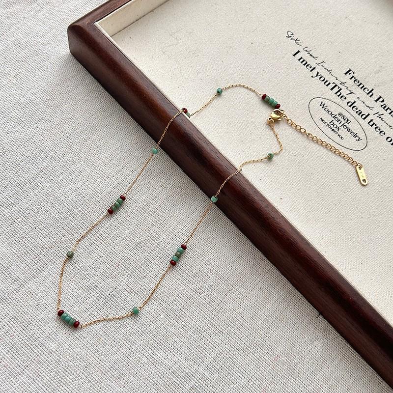 Ожерелье из натурального камня с бусинами для женщин - Роскошный чокер-цепочка на ключицу 2025