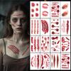 30Sheets Halloween Bloody Wound Tattoo Stickers Scary Waterproof Temporary Tattoos Halloween Party Decoration Adult Kids Gift