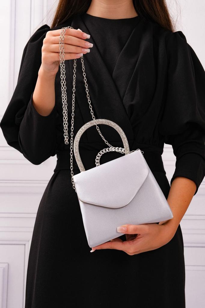 Women's Stylish and Useful Evening Dress Bag Women's Nude Satin Evening Dress Shoulder Bag with Stone Holding Detail