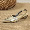 Beautiful Medium Heel Hollow Toe Sandals New Style 2024 Versatile Solid Color Summer Slingback Shoes Fashionable Women's Sandals