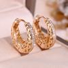 Gold Color Hollow Flower Hoop Earrings for Women Fashion Charm Wedding Engagement Jewelry Party Gift
