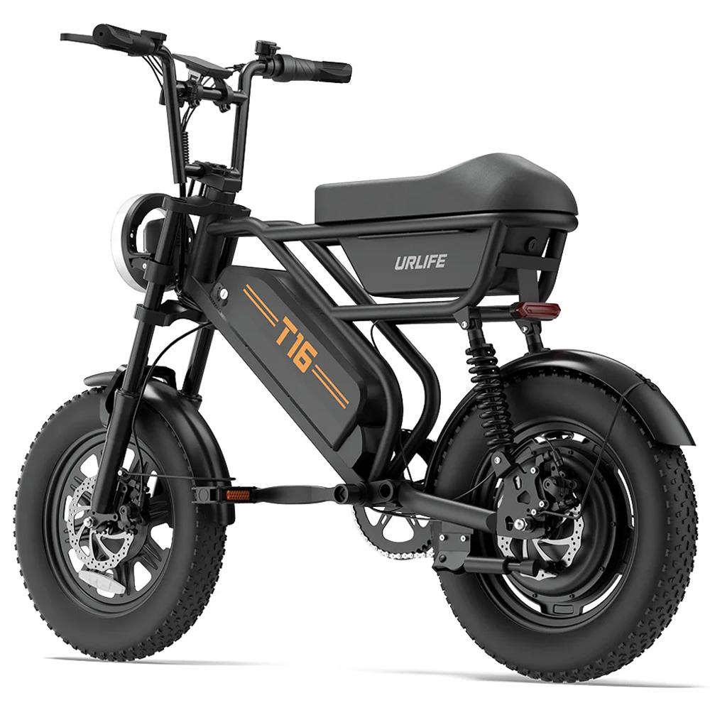 Электровелосипед Urlife T16 500 Вт Мотор 16" Широкие Шины Полностью Амортизированный Взрослый Электровелосипед 48В 13Ач Двойные Дисковые Тормоза 7 Скоростей Макс. Нагрузка 120 кг