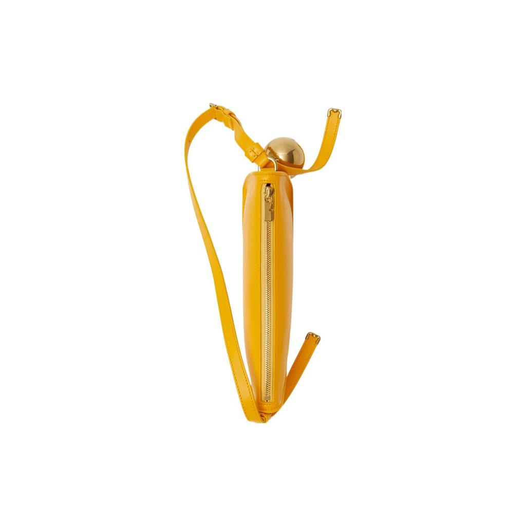 Burberry Yellow Leather Sling Shoulder Bag With Gold Sphere Charm For Daily Use