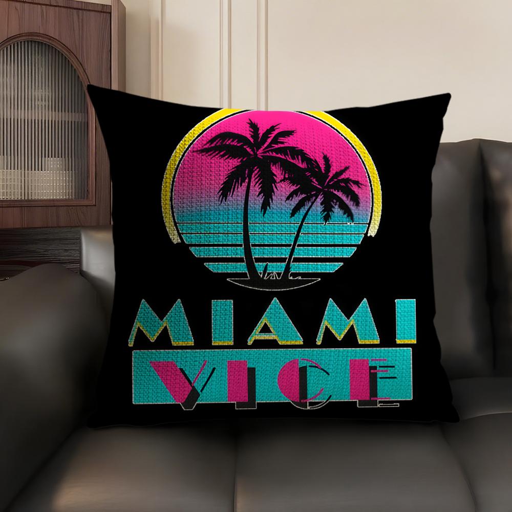 M-Miami Vice Кино Крутая Наволочка Натуральный Лен Органическая Ткань Двусторонняя Печать Диван Домашний Декор Подарок Наволочка
