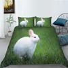 3D Printed Rabbit Bedding Set Cute Animal Down Duvet Cover Pillowcase 2/3 Pieces AU/EU/DE Full Size Soft Home Textile Easter Quilt Cover