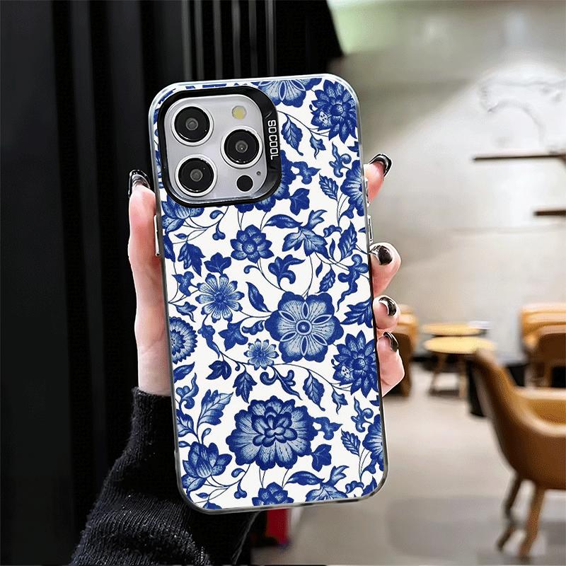 Ударопрочный чехол для телефона с сине-белым фарфоровым узором для iPhone 17 Air 16 16E 15 Pro Max 14 Plus 13 Mini 12 Задняя крышка Anti Fa
