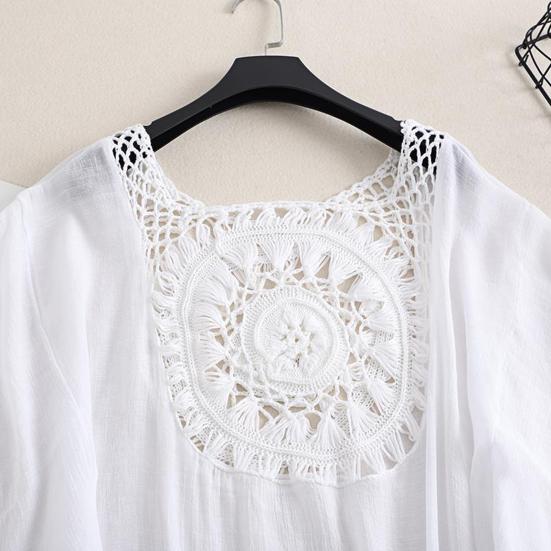 Женский летний купальник, повседневный, с открытыми плечами, с кисточками, пляжный халат, свободный, прозрачный, бикини, накидка для пляжа, бассейна, загара