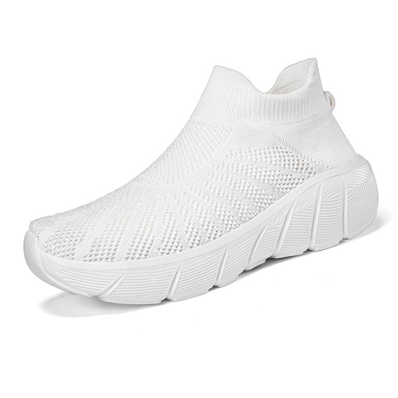 Fashion Outdoor Casual Running Shoes Men Slip-On Knitted Socks Sneakers Breathable Lightweight Mesh Lazy Shoes Easy Wear Rubber Outsole
