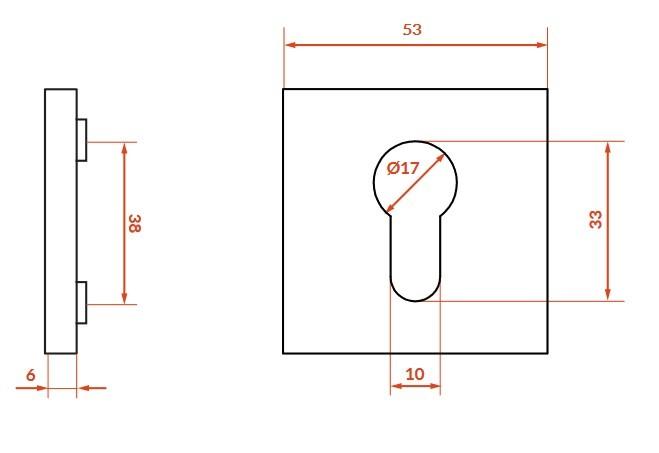 Square Rosette Insert Plate for Interior Door Handle Gold