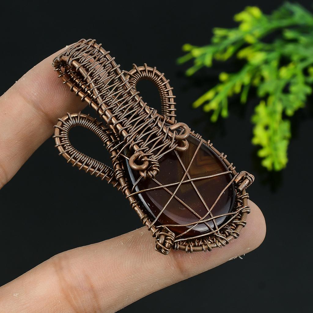 Натуральный агат Монтана, драгоценный камень, подвеска ручной работы из медной проволоки 2,5 O0r05