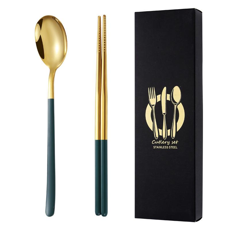 Подарочная коробка из нержавеющей стали 304, нож, ложка, палочки для еды, специальный набор, набор для приготовления пищи, семейная кухня, дорожный, полный набор, 2 шт.