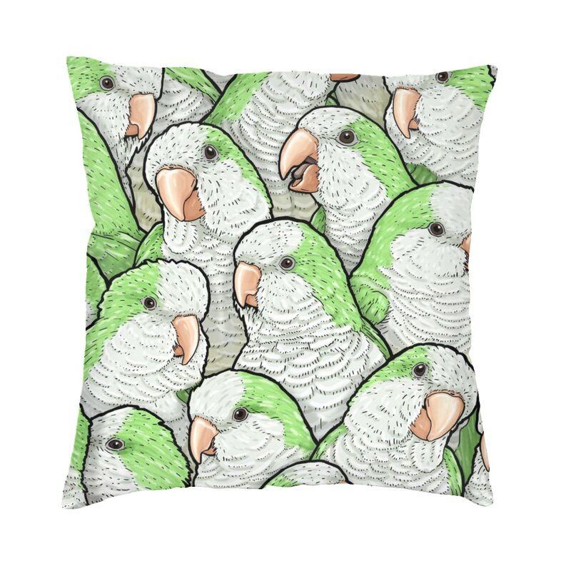 Green Quaker Parrots Pillow Case Home Decorative Nordic Psittacine Cushion Decoration Salon Square Pillowcase