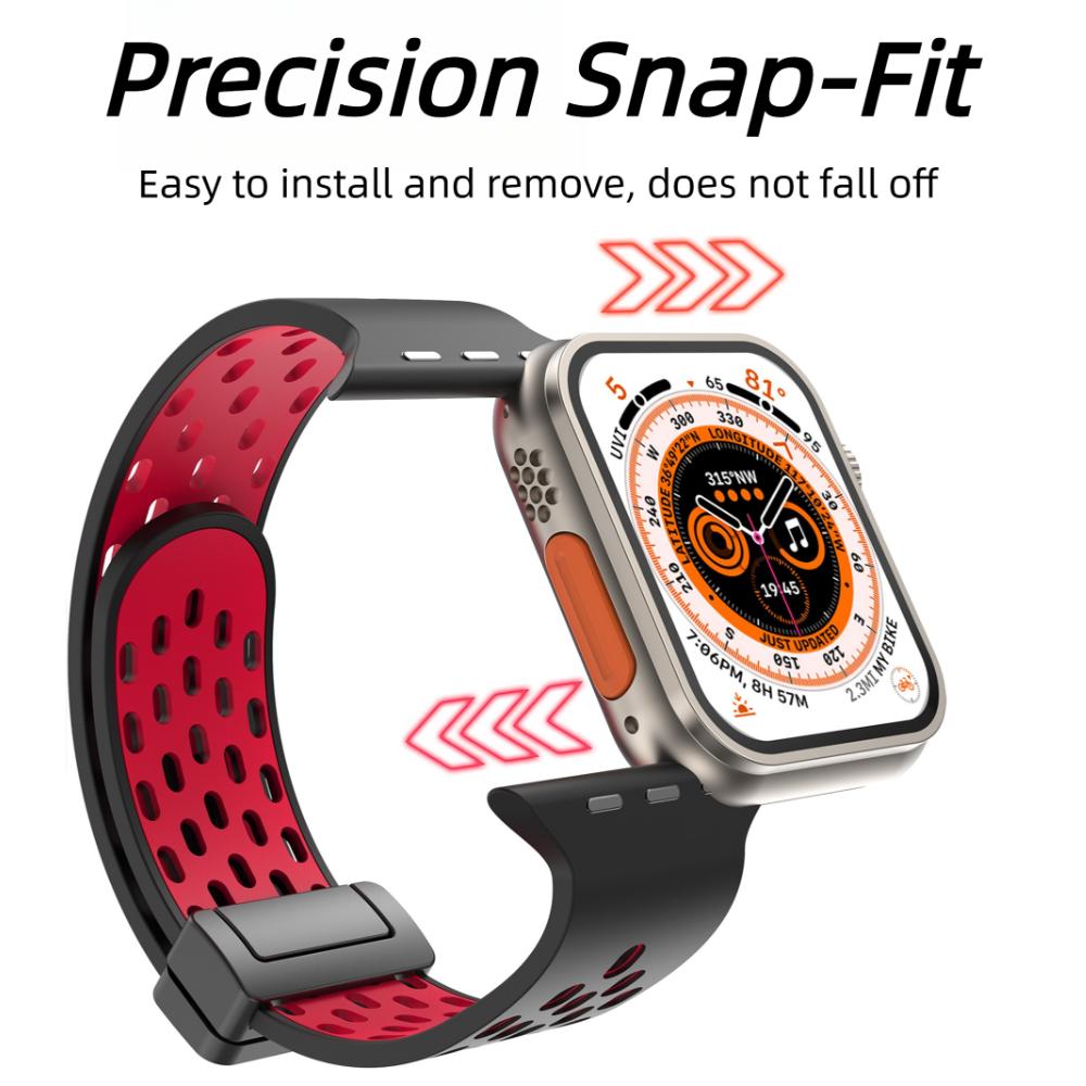 Магнитный силиконовый ремешок для Apple Watch Band Ultra 3 2 49мм 45мм 41мм Браслет для iWatch Series 11 10 9 8 7 6 SE 5 4 3 38мм 46мм 42мм 44мм