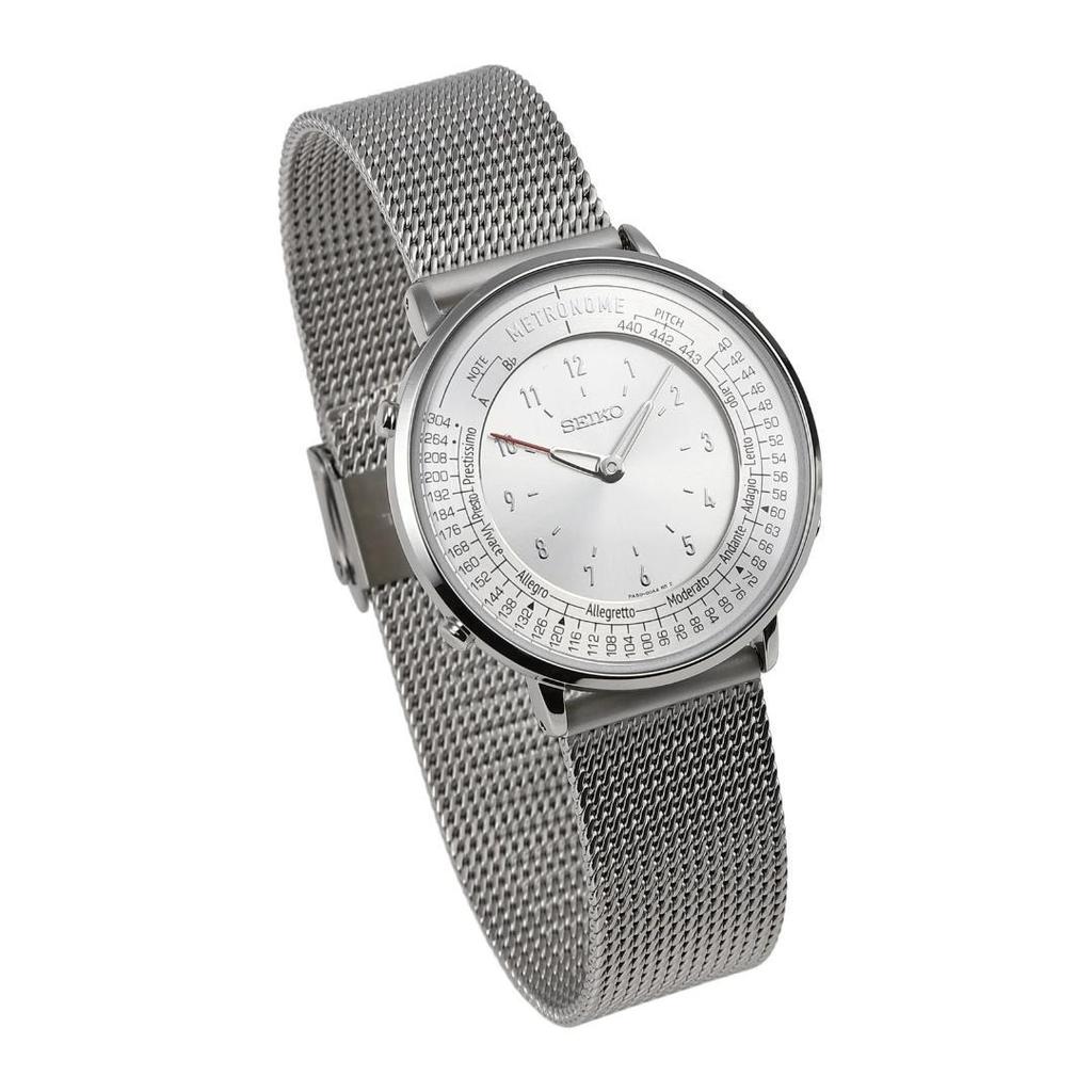SEIKO наручные часы с функцией метронома серебристая сетка.