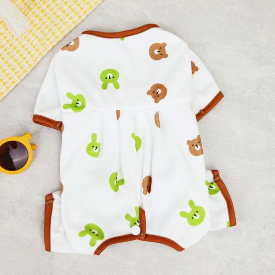 Комбинезон для собаки с круглым вырезом и узором, комбинезон с милым медведем, костюм для щенка собаки