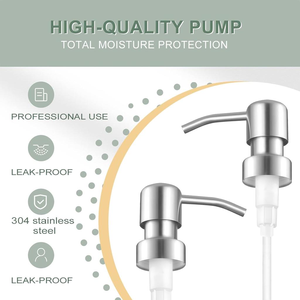Головка насоса дозатора мыла Leeseph, нержавеющая сталь 304, матовая отделка, головка насоса, размер горлышка 2,5 см, сменная для кухни и ванной комнаты