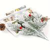 Yousheng 10/20/30Pcs Artificial Snowy Pine Branch 5 Fork Faux Greenery Stem Fake Plants Pick Xmas Holiday Wedding Party Home Decoration