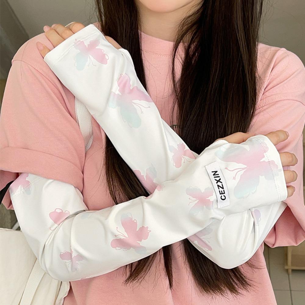 Бабочка Солнцезащитный рукав Защита от солнца Лето Длинные перчатки Простые рукава Ice Silk Лето