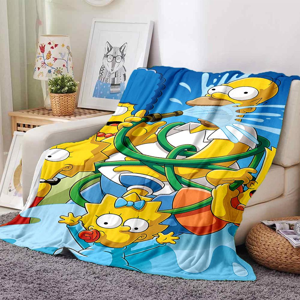 1pc Homer Lisa Flannel Blanket Soft Cozy All-Season Throw for Bedroom, Sofa, Camping, Travel, Home Decor1102