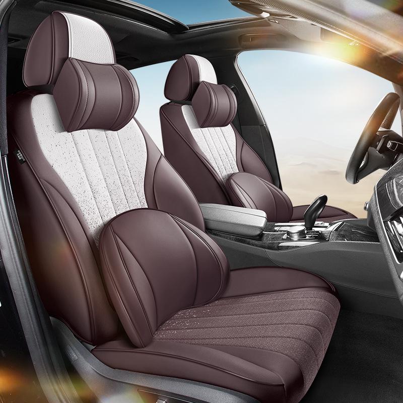 Универсальная градиентная льняная подушка на сиденье автомобиля для пятиместных моделей - Модная, износостойкая ткань для интерьера