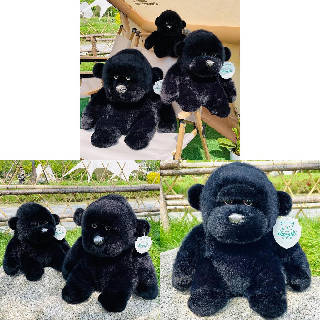 Черная плюшевая игрушка шимпанзе, животное с мягким коротким ворсом, для детской игровой комнаты, декор