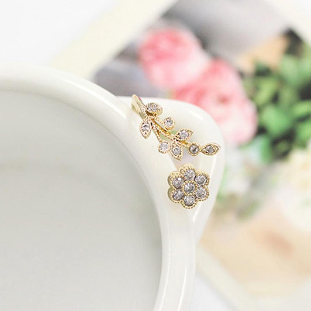 Изящное кольцо с цветком и стразами, регулируемое открытое кольцо на палец, женское ювелирное изделие, подарок