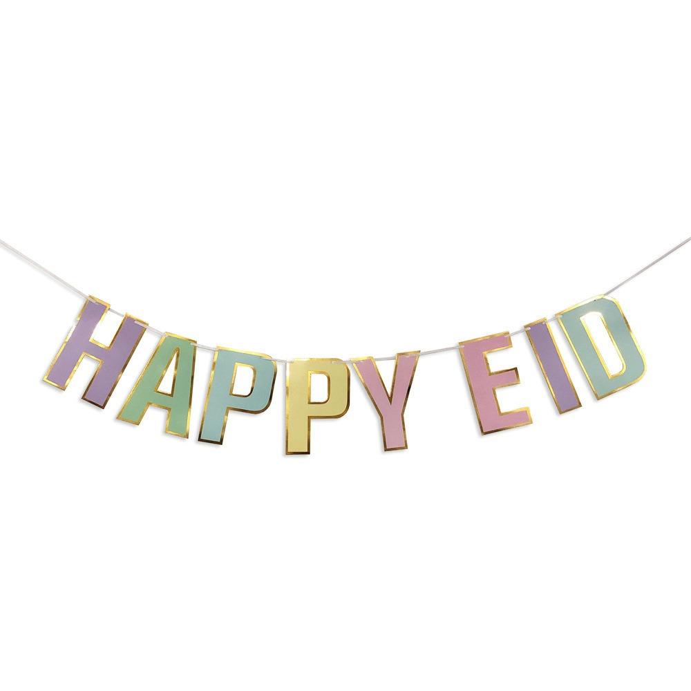 Moon Eid Hanging Ornaments 5m Paper Banner New Eid Mubarak Banner Party Supplies
