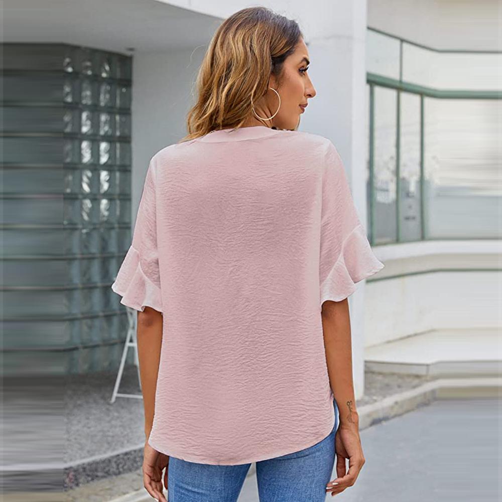 My Wardrobe Authorization женские блузки из шифона с рюшами, короткими рукавами и v-образным вырезом, деловые повседневные топы, летняя милая рубашка