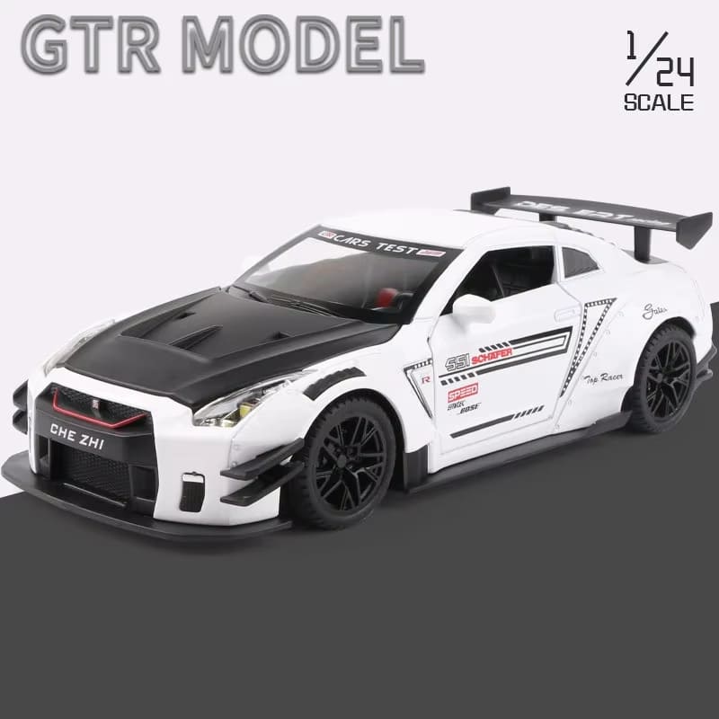1:24 Skyline Ares Nissan GTR R34 R35 Модель легкосплавного спортивного автомобиля Литая металлическая гоночная модель автомобиля Моделирование Звук и свет Детский подарок