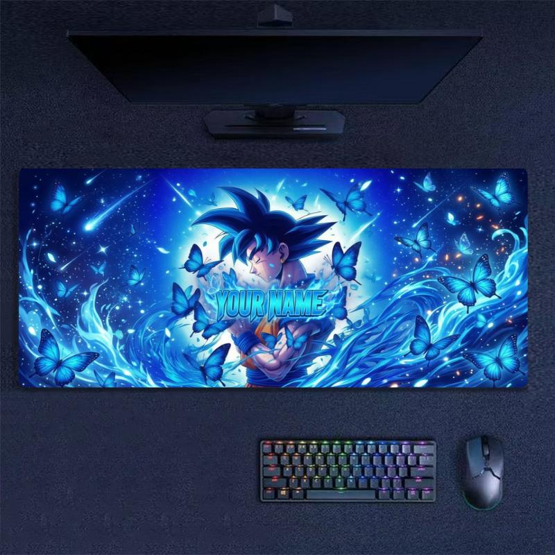 Super Saiyan Blue Custom Name Large Size Mouse Pad Gaming Table Cushion Nonslip Laptop Tablet Big XXL Mat Mini PC Playmat With Lock edge